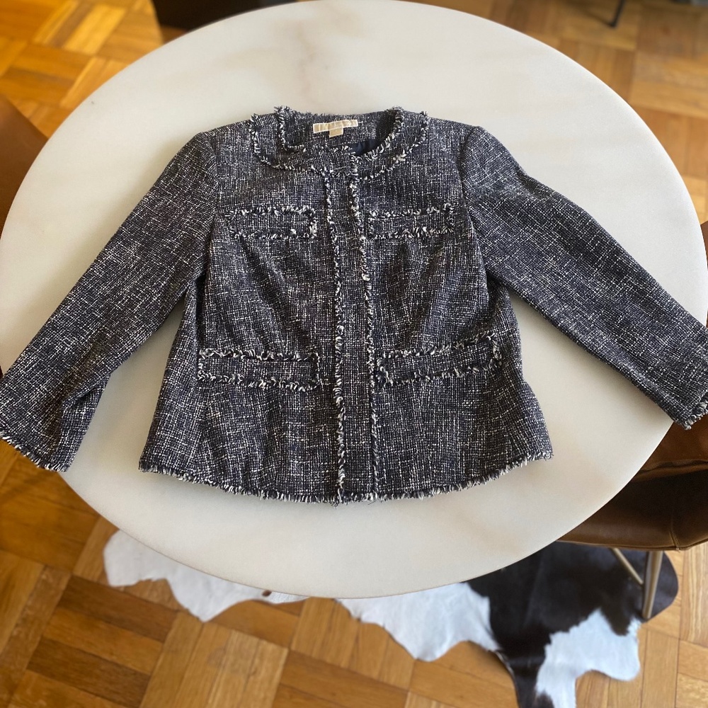 Michael Kors Blue Tweed Blazer, Size 2
